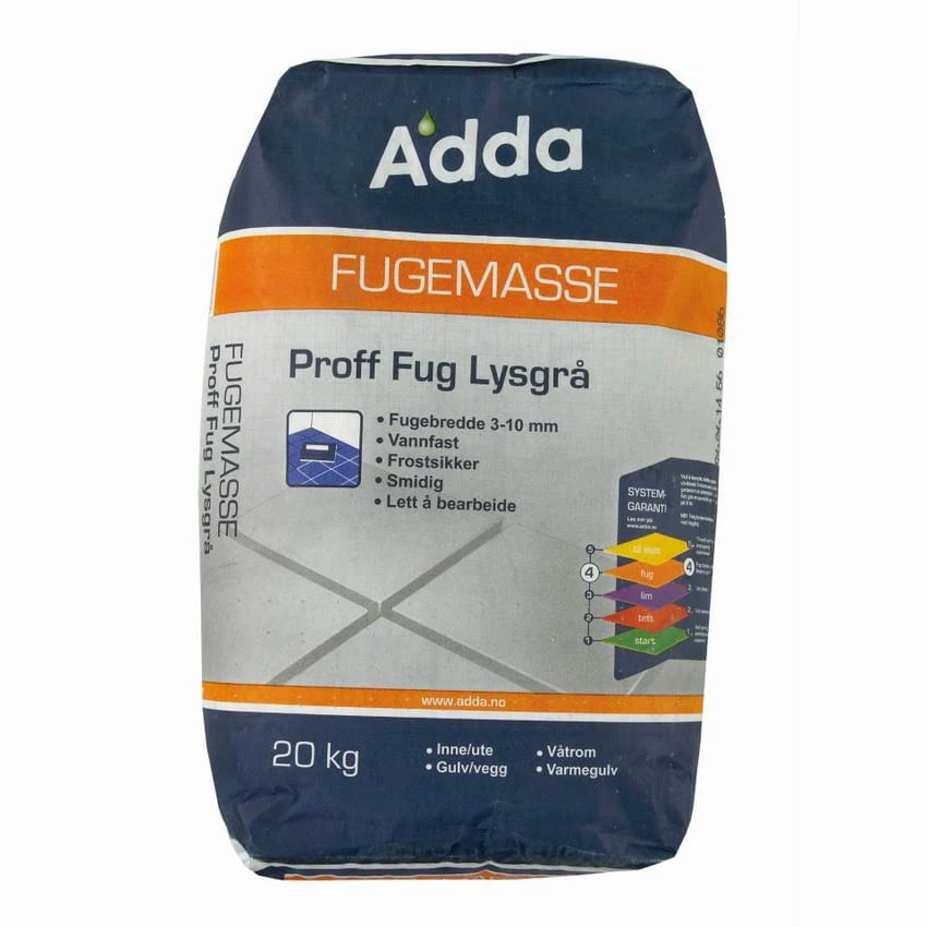 Adda Proff Fug Lysgrå 20kg 3 Adda Proff Fug Lysgrå 20kg